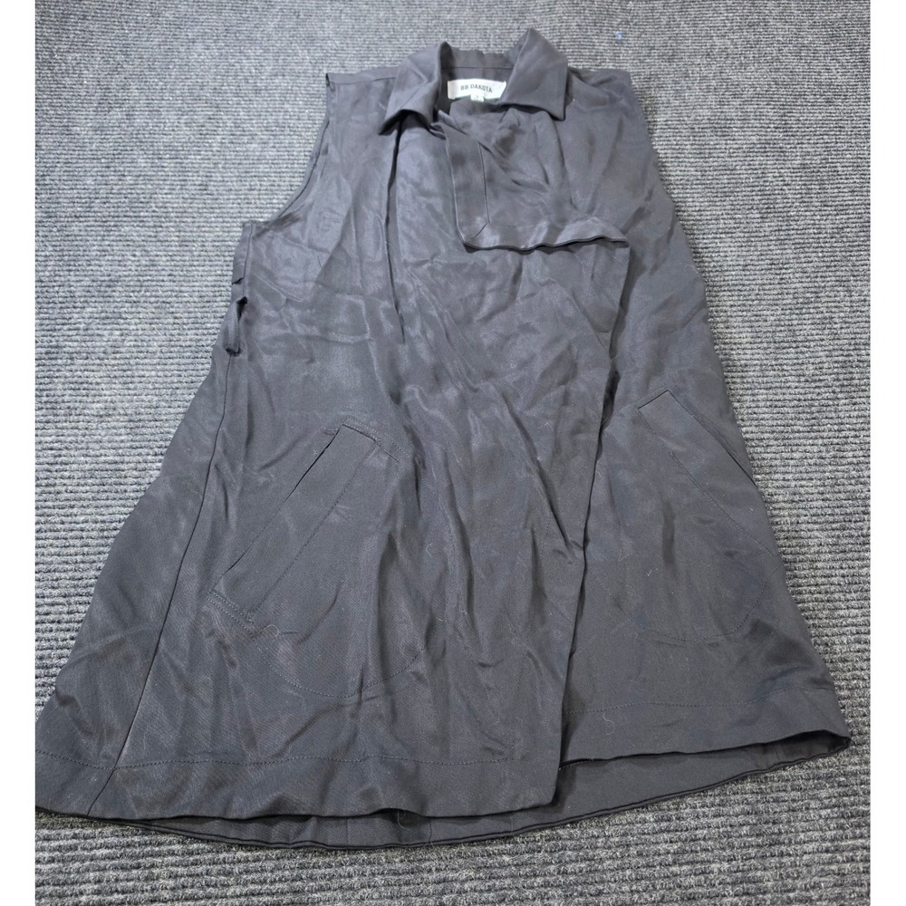 BB Dakota Trench Vest Womens S Black Excellent Lyocell Sleeveless Open‎ Front